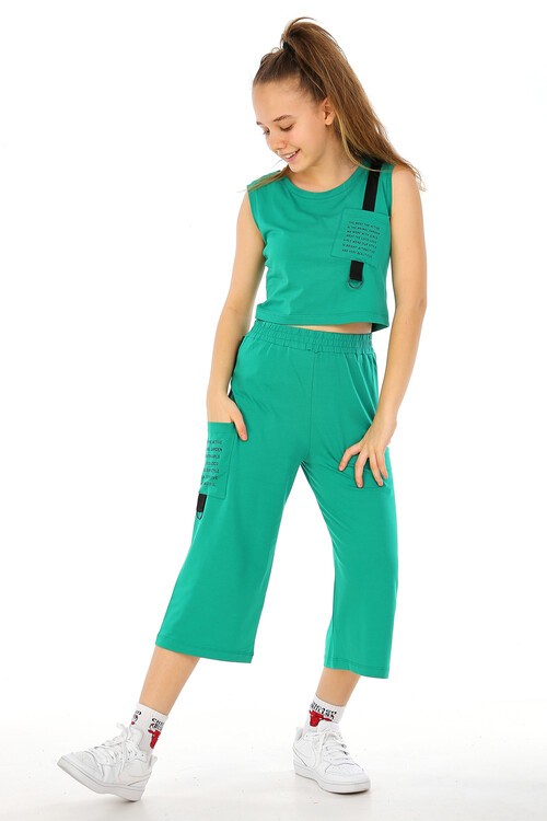 Kız Çocuk Sıfır Kol Kaprili Takım 10-15 Yaş 13861