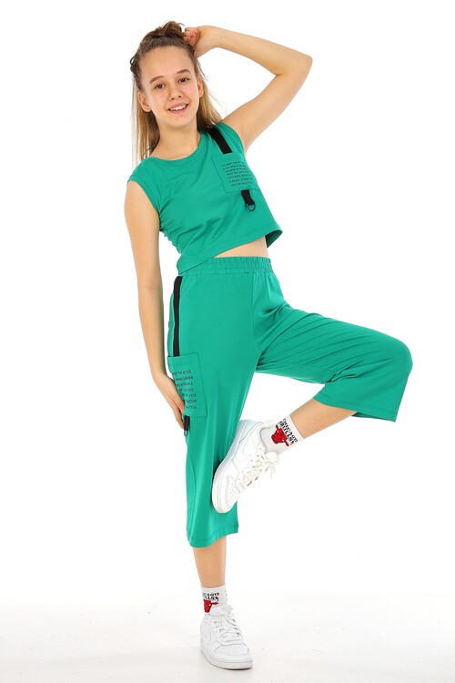 Kız Çocuk Sıfır Kol Kaprili Takım 10-15 Yaş 13861