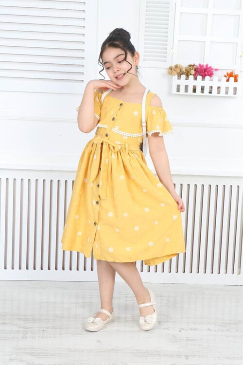 Kız Çocuk Sırt Çantalı Askılı Elbise 8-12 Yaş 13984