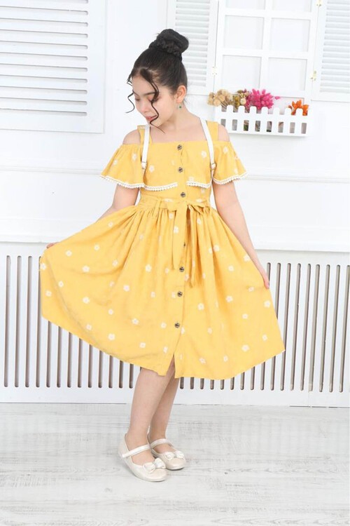 Kız Çocuk Sırt Çantalı Askılı Elbise 8-12 Yaş 13984