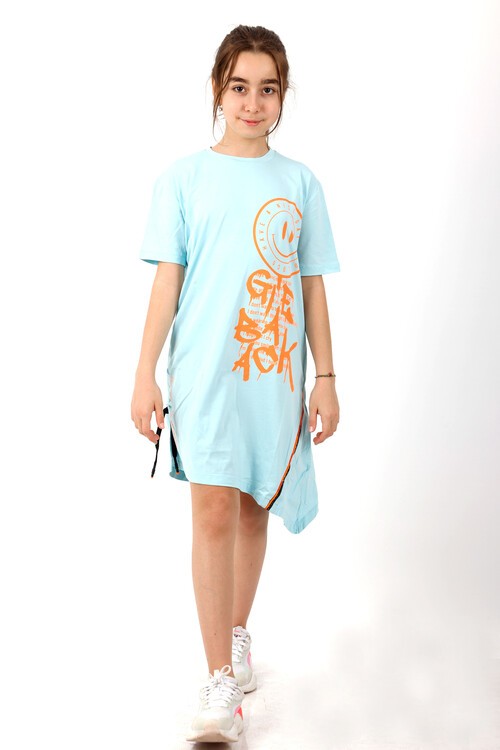 Kız Çocuk Smile Baskılı Tunik Elbise 10-15 Yaş 13950