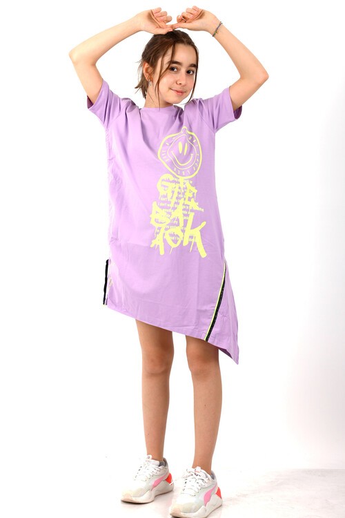 Kız Çocuk Smile Baskılı Tunik Elbise 10-15 Yaş 13950