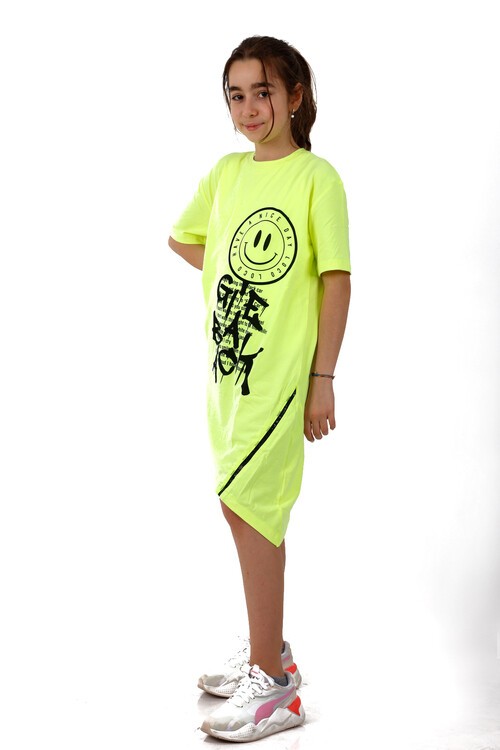 Kız Çocuk Smile Baskılı Tunik Elbise 10-15 Yaş 13950