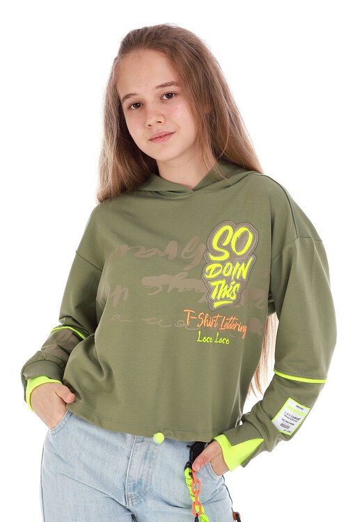 Kız Çocuk So Yazı Baskılı Sweatshirt 10-15 Yaş 14102