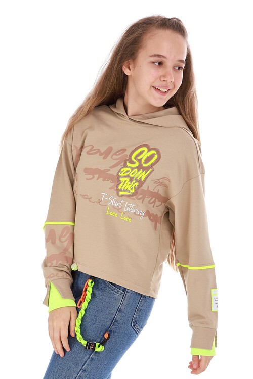 Kız Çocuk So Yazı Baskılı Sweatshirt 10-15 Yaş 14102