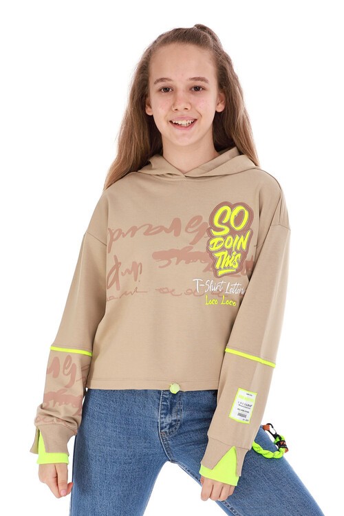 Kız Çocuk So Yazı Baskılı Sweatshirt 10-15 Yaş 14102