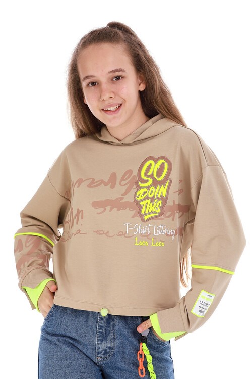 Kız Çocuk So Yazı Baskılı Sweatshirt 10-15 Yaş 14102