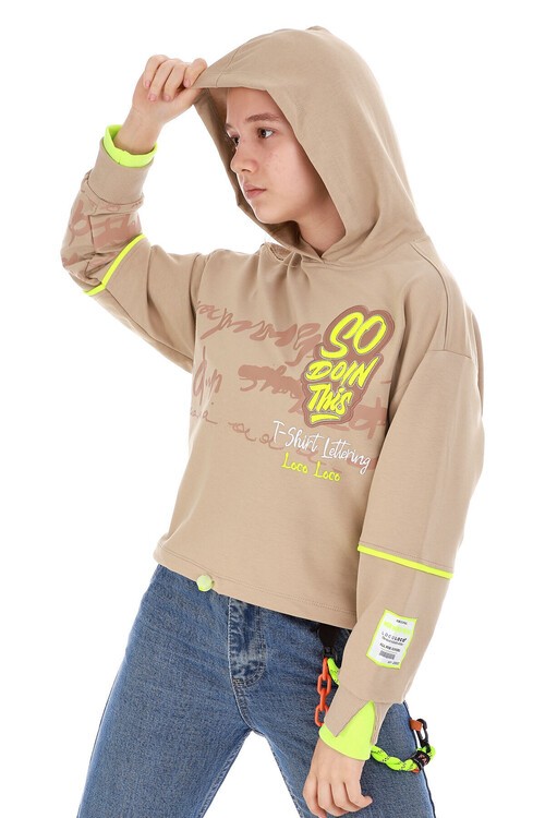 Kız Çocuk So Yazı Baskılı Sweatshirt 10-15 Yaş 14102