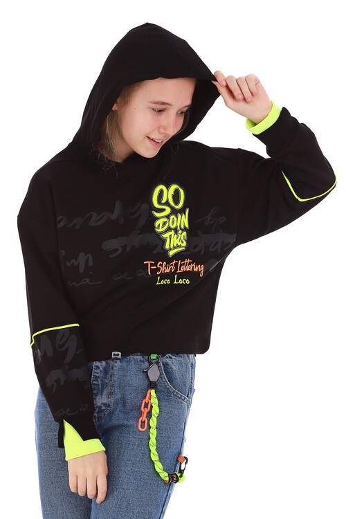 Kız Çocuk So Yazı Baskılı Sweatshirt 10-15 Yaş 14102