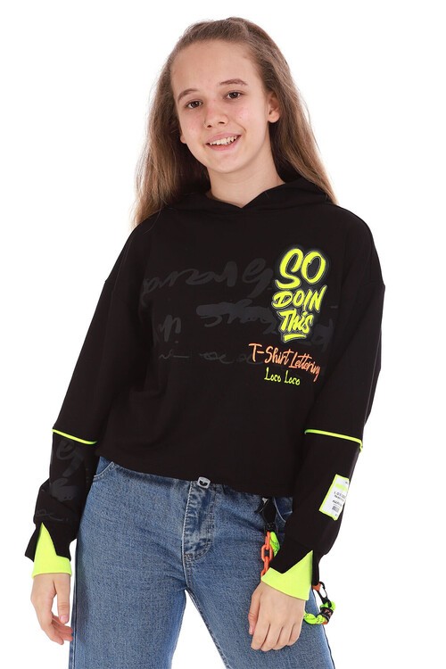 Kız Çocuk So Yazı Baskılı Sweatshirt 10-15 Yaş 14102