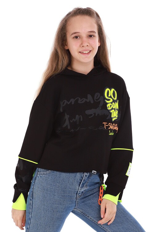 Kız Çocuk So Yazı Baskılı Sweatshirt 10-15 Yaş 14102