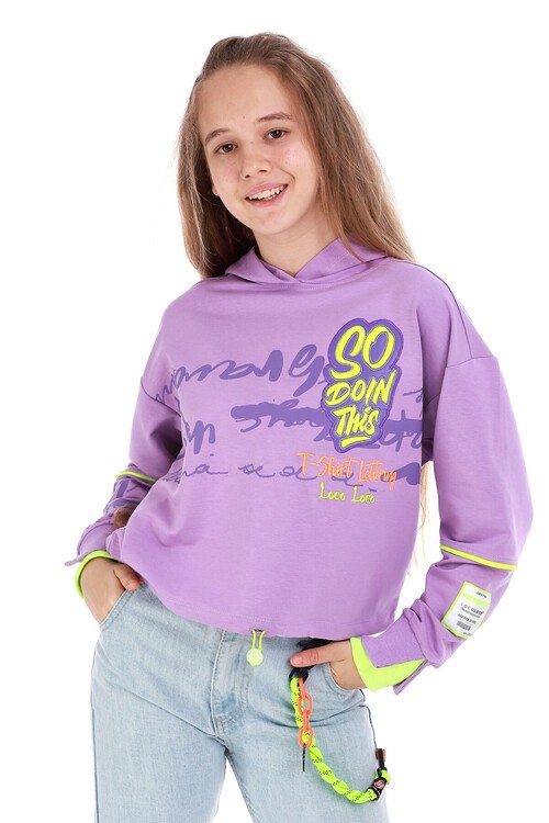 Kız Çocuk So Yazı Baskılı Sweatshirt 10-15 Yaş 14102