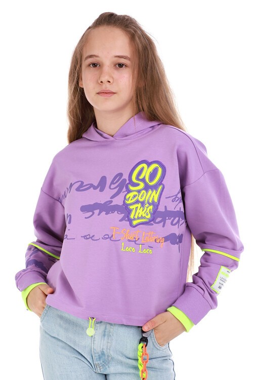 Kız Çocuk So Yazı Baskılı Sweatshirt 10-15 Yaş 14102