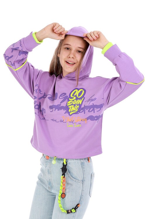 Kız Çocuk So Yazı Baskılı Sweatshirt 10-15 Yaş 14102