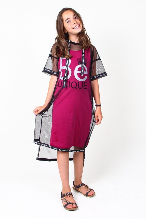 Kız Çocuk Tül Detaylı Elbise 8-13 Yaş 13987