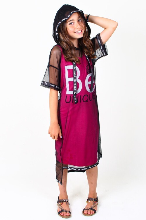 Kız Çocuk Tül Detaylı Elbise 8-13 Yaş 13987