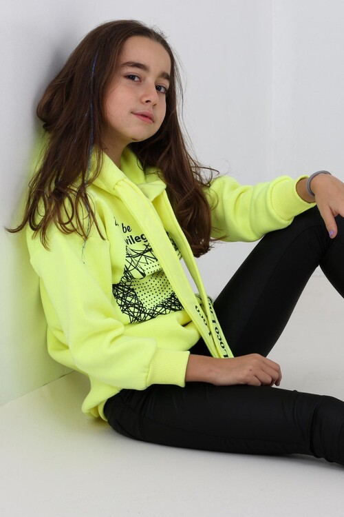 Kız Çocuk Tunik Kapşonlu Sweatshirt 9-14 Yaş 14052