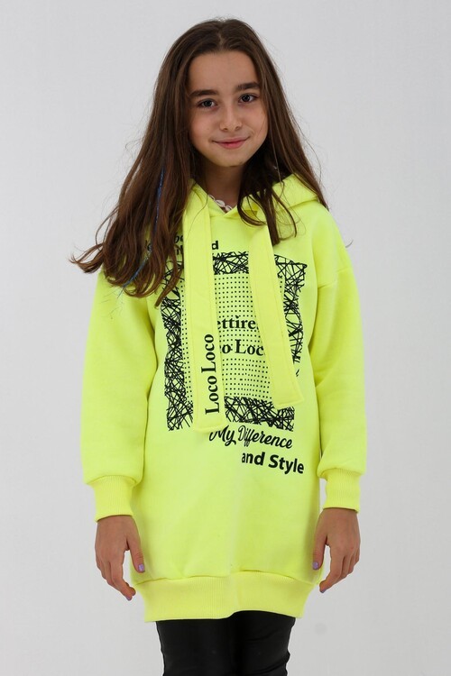 Kız Çocuk Tunik Kapşonlu Sweatshirt 9-14 Yaş 14052