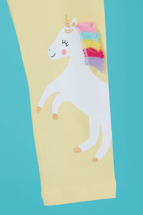 Kız Çocuk Unicorn Baskılı Tayt 4-8 Yaş 13951
