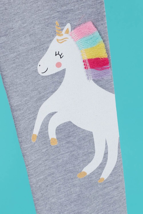 Kız Çocuk Unicorn Baskılı Tayt 4-8 Yaş 13951