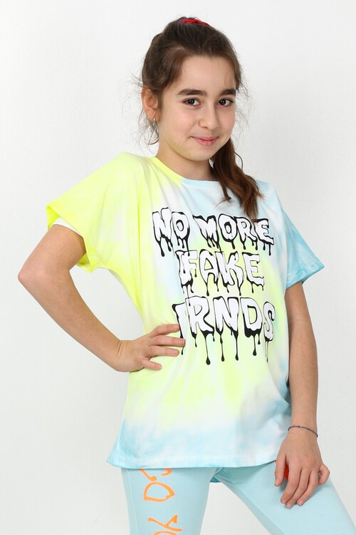 Kız Çocuk Yarasa Kol Batik Tshirt 10-15 Yaş 13983