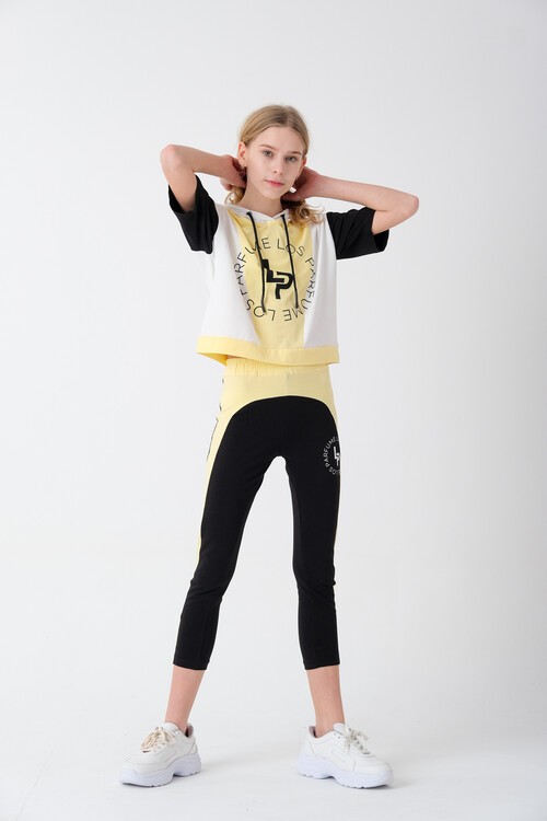 Kız Çocuk Yazı Baskılı Taytlı Takım 7-14 Yaş 13852