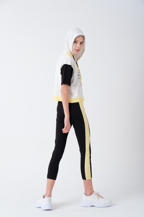 Kız Çocuk Yazı Baskılı Taytlı Takım 7-14 Yaş 13852