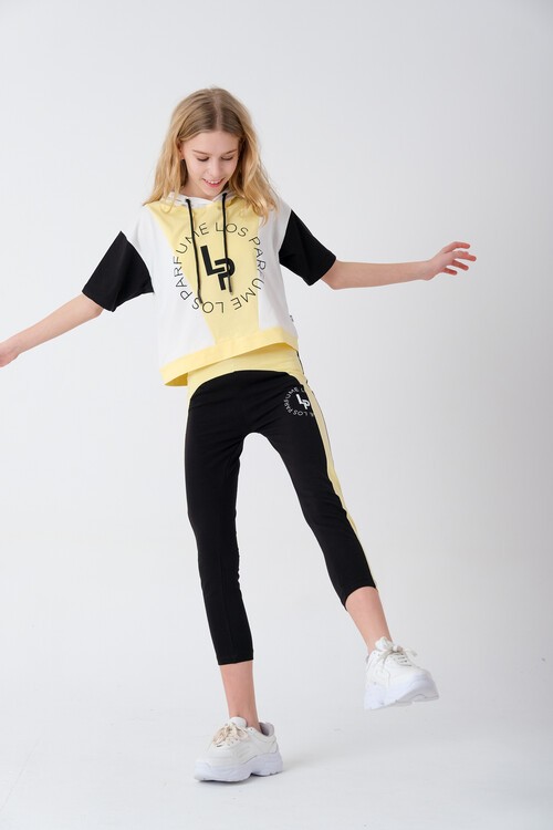 Kız Çocuk Yazı Baskılı Taytlı Takım 7-14 Yaş 13852