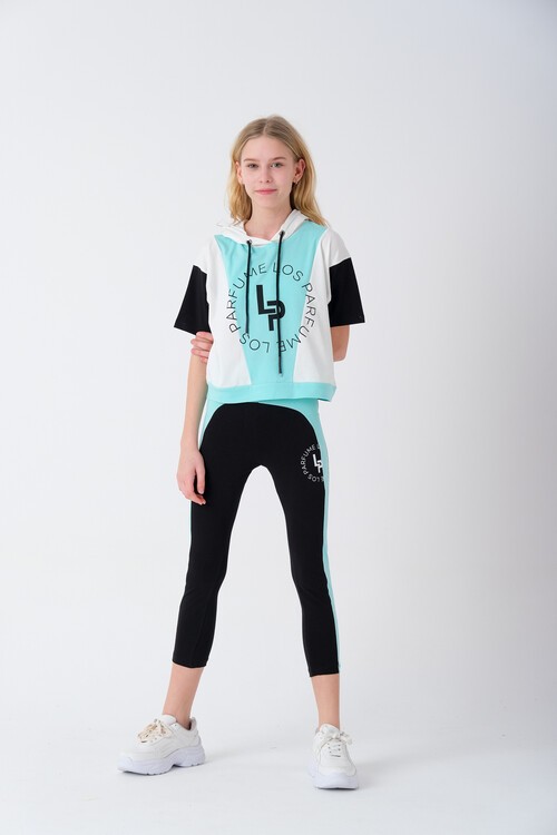 Kız Çocuk Yazı Baskılı Taytlı Takım 7-14 Yaş 13852