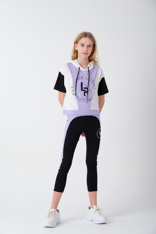 Kız Çocuk Yazı Baskılı Taytlı Takım 7-14 Yaş 13852