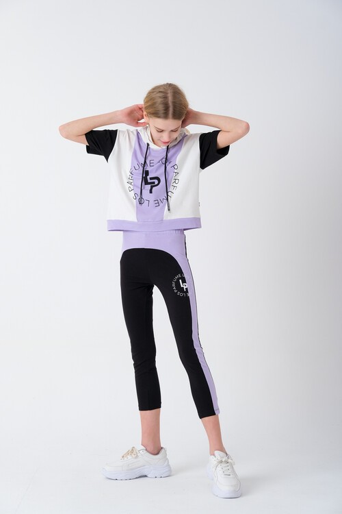 Kız Çocuk Yazı Baskılı Taytlı Takım 7-14 Yaş 13852