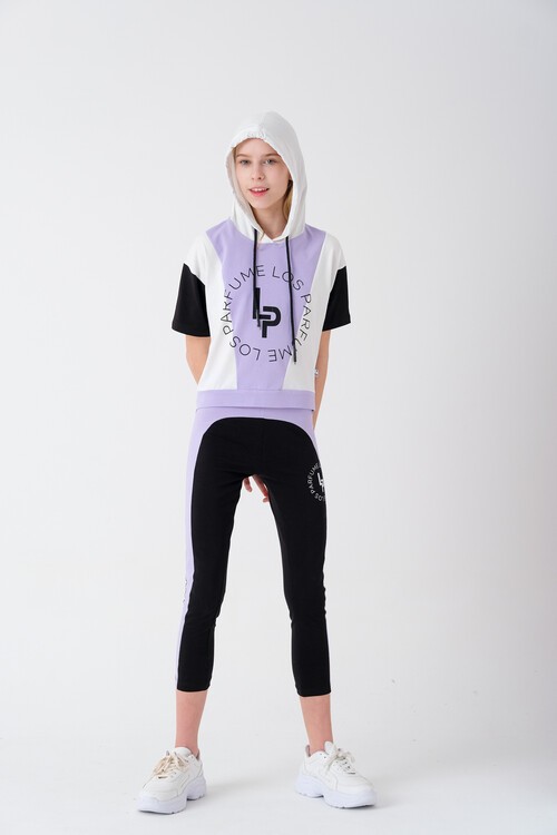 Kız Çocuk Yazı Baskılı Taytlı Takım 7-14 Yaş 13852