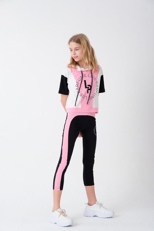 Kız Çocuk Yazı Baskılı Taytlı Takım 7-14 Yaş 13852