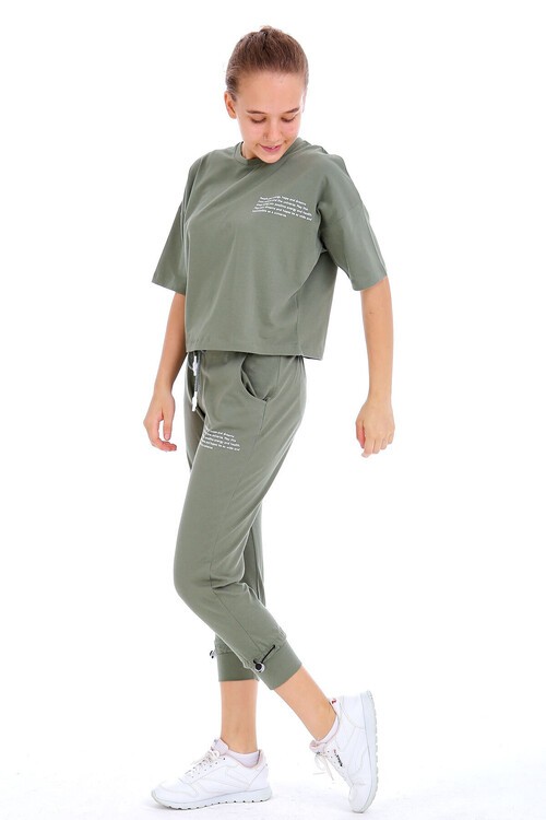 Kız Çocuk Yazı Baskılı Yazlık Takım 10-15 Yaş 13871