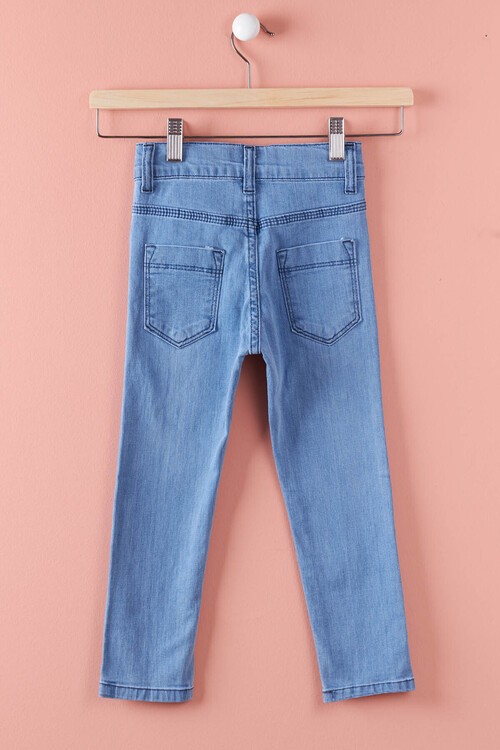 Kız Çocuk Yıldız İşlemeli Jean Pantolon 2-12 Yaş 13881