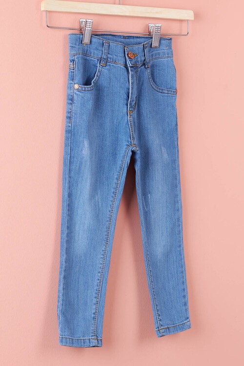 Kız Çocuk Yıpratmalı Jean Pantolon 2-12 Yaş 13921