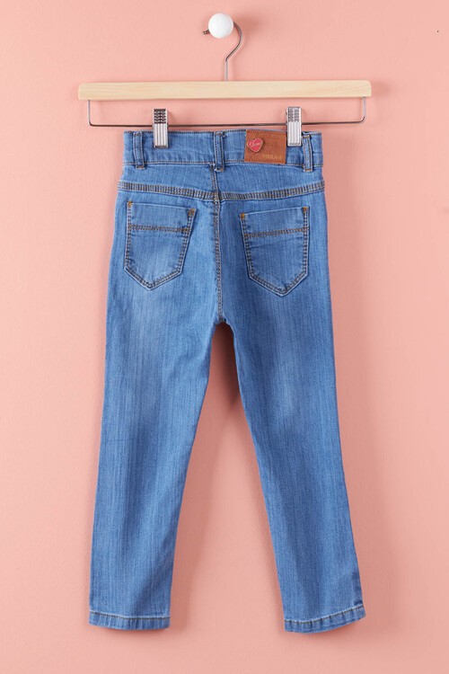 Kız Çocuk Yıpratmalı Jean Pantolon 2-12 Yaş 13921