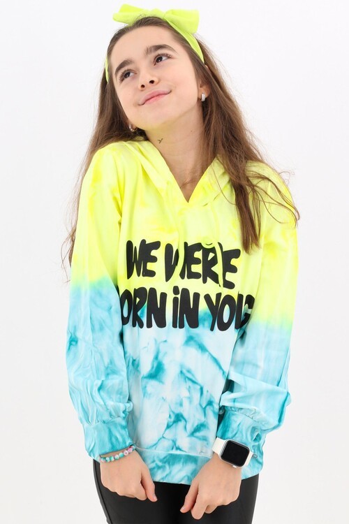 Kız Çocuk Young Yazı Baskılı Kapşonlu Sweatshirt 14128