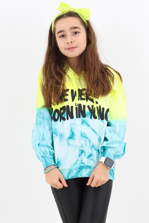Kız Çocuk Young Yazı Baskılı Kapşonlu Sweatshirt 14128