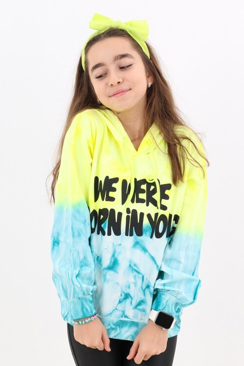 Kız Çocuk Young Yazı Baskılı Kapşonlu Sweatshirt 14128