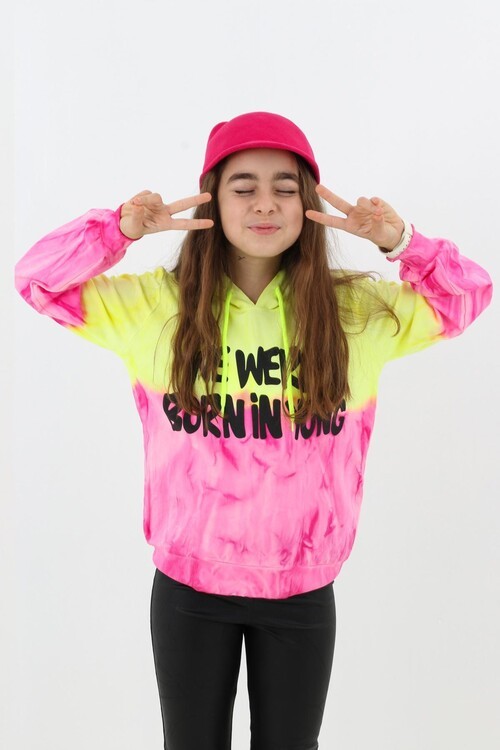 Kız Çocuk Young Yazı Baskılı Kapşonlu Sweatshirt 14128