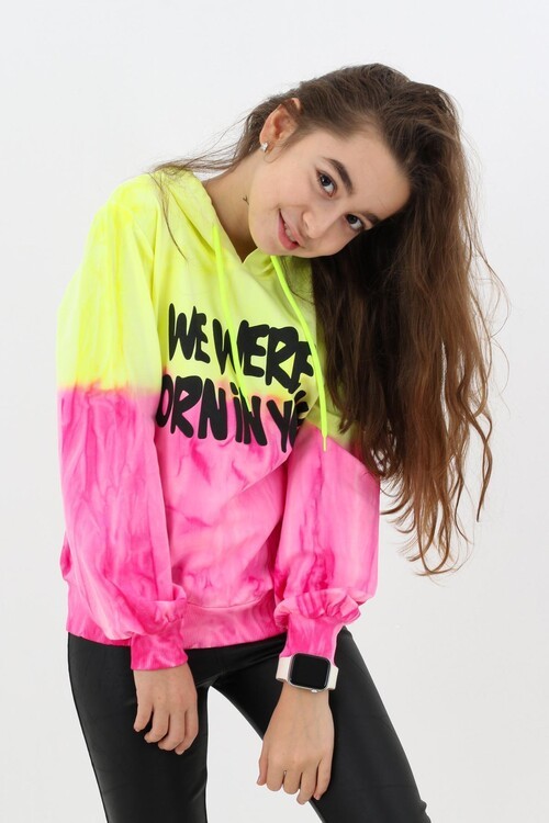 Kız Çocuk Young Yazı Baskılı Kapşonlu Sweatshirt 14128
