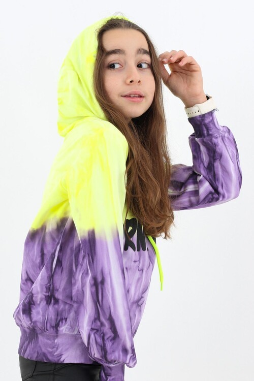 Kız Çocuk Young Yazı Baskılı Kapşonlu Sweatshirt 14128
