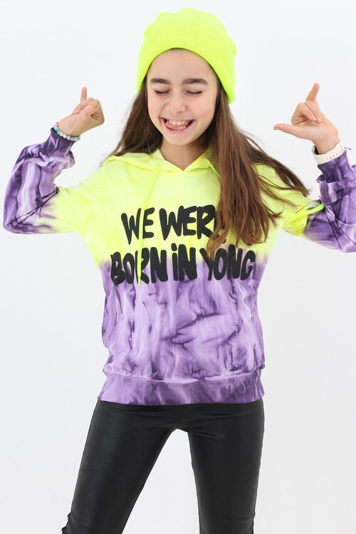 Kız Çocuk Young Yazı Baskılı Kapşonlu Sweatshirt 14128
