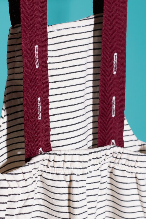 Unisex Bebek Çizgi Desenli Askılı Tulum 6-36 AY 13453