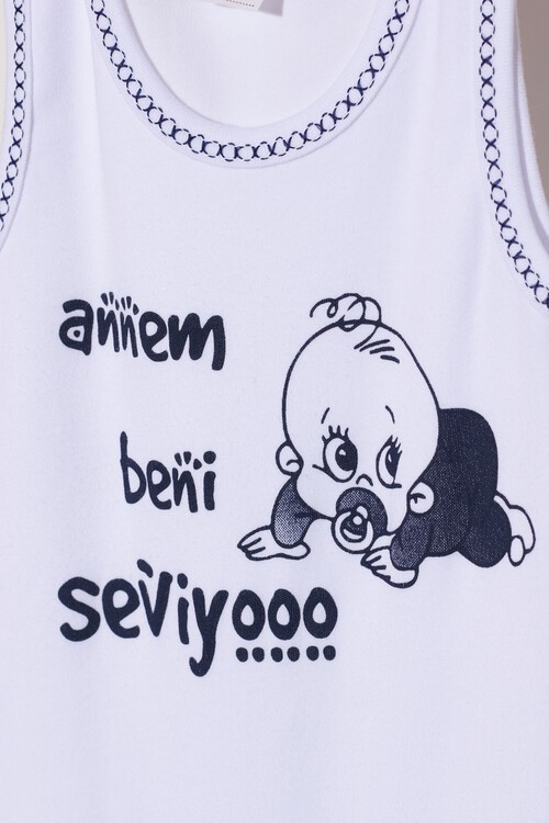 Bebek Çıtçıtlı Askılı Badi(Annem Beni Seviyor) 14489