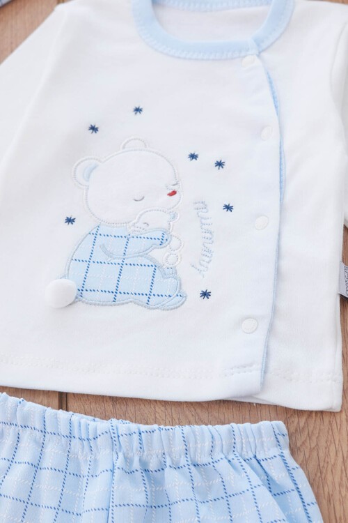 Erkek Bebek Ayıcık Nakışlı 5li Zıbın Seti 0-3 Ay 13718