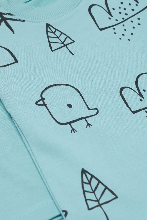 Erkek Bebek Civciv Baskılı Çıtçıtlı Eşofman Takımı 14563