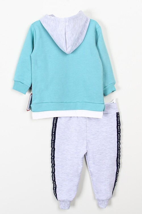 Erkek Bebek Happy Baskılı Kapşonlu Eşofman Takımı 14570