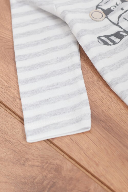 Erkek Bebek Hayvan Desenli Patikli Tulum 0-3 Yaş 14565